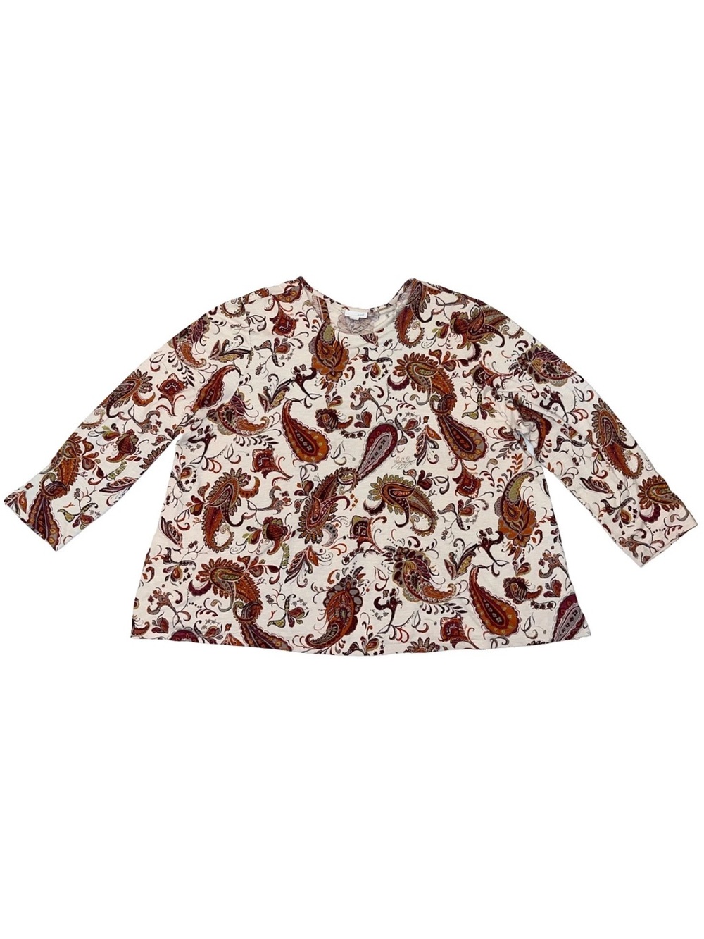 J. Jill Paisley Floral Open Split Crossover Wrap Back Top Blouse 3X